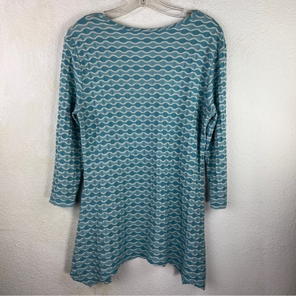 TIANELLO BY STEVE BARRAZA Turquoise & White shark bite tunic. ¾ sleeves - Picture 4 of 6